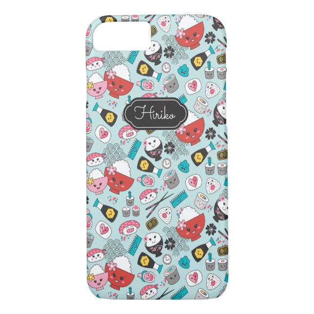 Personalisiert Blue Kawaii Sushi Case-Mate iPhone Hülle (Rückseite)
