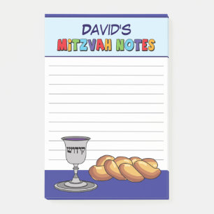 Personalisiert Blue Kiddish Mitzvah Post-it Klebezettel