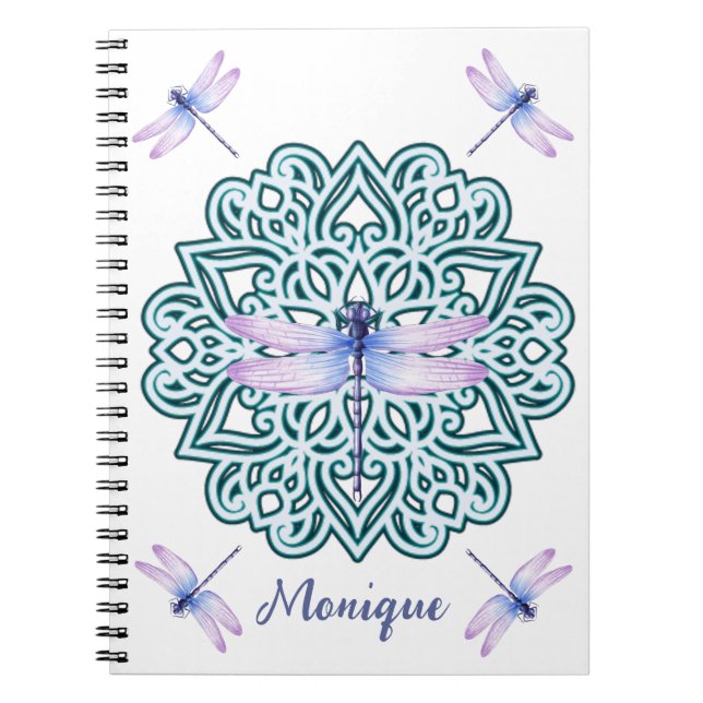 Personalisiert Blue Lila Mandala Dragonfly White Notizblock (Vorderseite)