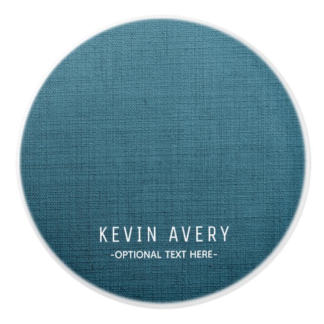 Personalisiert Blue Linen Texture Keramikknauf (Vorderseite)