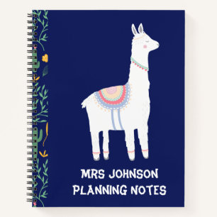 Personalisiert Blue Llama Lehrerplanung Notizbuch