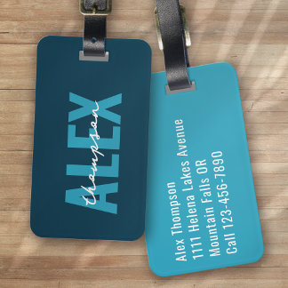 Personalisiert Blue Monogram Gepäckanhänger