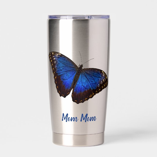 Personalisiert Blue Morpho Butterfly Wasserflasche Thermobecher (Vorderseite)