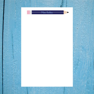 Personalisiert Blue Pencil Lehrer Custom Briefpapier