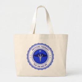 Personalisiert Blue Physical Therapy Caduceus Jumbo Stoffbeutel