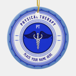 Personalisiert Blue Physical Therapy Caduceus Keramik Ornament