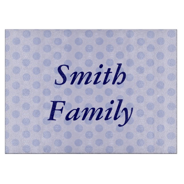Personalisiert Blue Polka Dot Cutting Board Schneidebrett (Vorderseite)