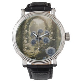 Personalisiert Blue Rose Elegantes romantisches Ge Armbanduhr