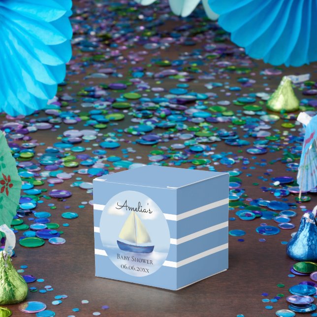 Personalisiert Blue Sailboat Baby Dusche Geschenkschachtel (Party)
