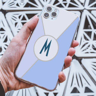 Personalisiert Blue Sleek moderne Geometrie Monogr iPhone 16 Pro Max Hülle