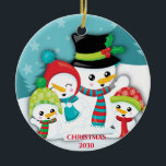 Personalisiert Blue Snowman Keramik Ornament<br><div class="desc">Personalisiert Blue Snowman Familie Weihnachten Keramik Ornament. Gutes Geschenk für eine Familie mit 4 Personen.</div>