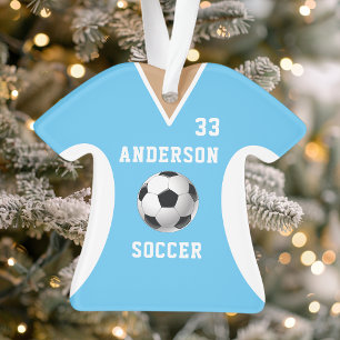 Personalisiert Blue Soccer Jersey Ornament