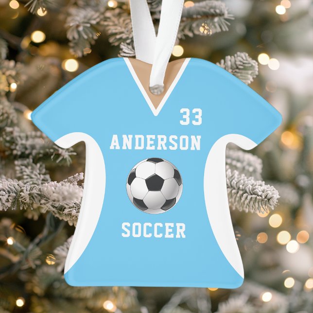 Personalisiert Blue Soccer Jersey Ornament (Von Creator hochgeladen)
