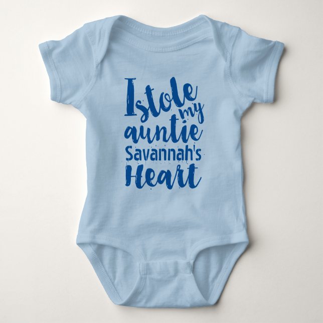 Personalisiert Blue Sports Stole My Tanten Herz Baby Strampler (Vorderseite)