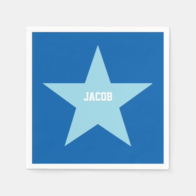 Personalisiert Blue Star Print Paper Napkin Serviette (Vorderseite)