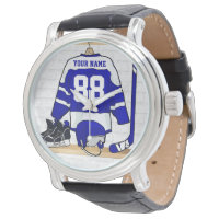 Personalisiert Blue und White Ice Hockey Jersey