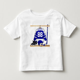 Personalisiert Blue und White Ice Hockey Jersey Kleinkind T-shirt