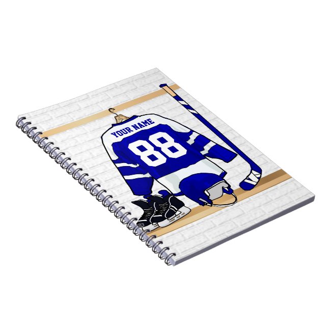 Personalisiert Blue und White Ice Hockey Jersey Notizblock (Rechte Seite)