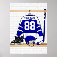 Personalisiert Blue und White Ice Hockey Jersey