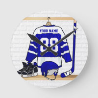 Personalisiert Blue und White Ice Hockey Jersey
