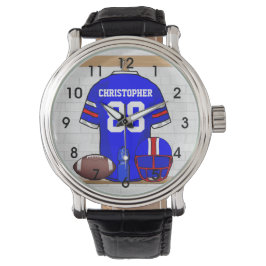 Personalisiert Blue White Football Jersey Armbanduhr