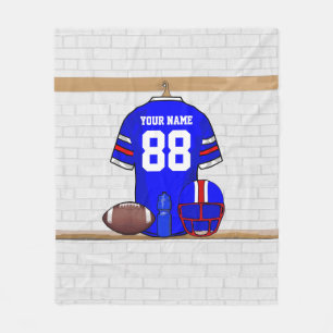 Personalisiert Blue White Football Jersey Fleecedecke