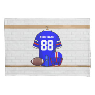 Personalisiert Blue White Football Jersey Kissenbezug