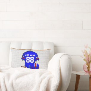 Personalisiert Blue White Football Jersey Lendenkissen