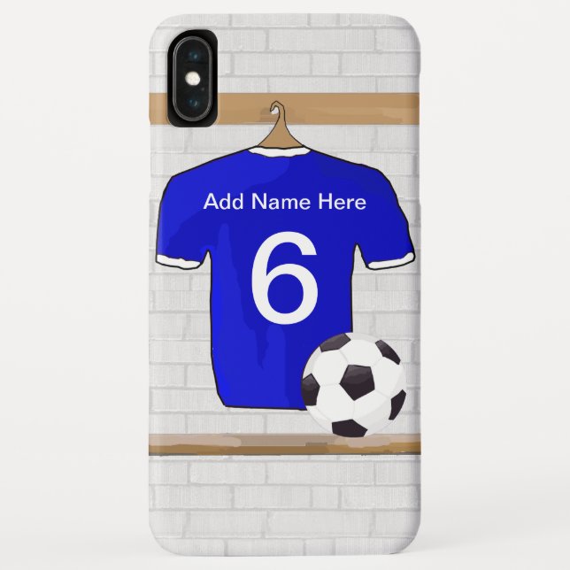 Personalisiert Blue White Football Soccer Jersey Case-Mate iPhone Hülle (Rückseite)