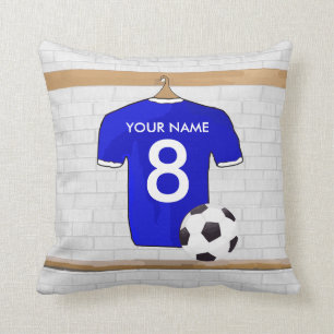Personalisiert Blue White Football Soccer Jersey Kissen