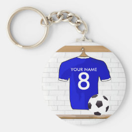 Personalisiert Blue White Football Soccer Jersey Schlüsselanhänger