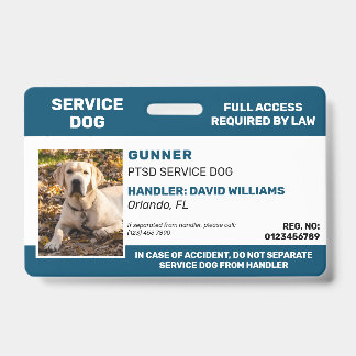 Personalisiert Blue White Service Dog Foto ID Abze Ausweis