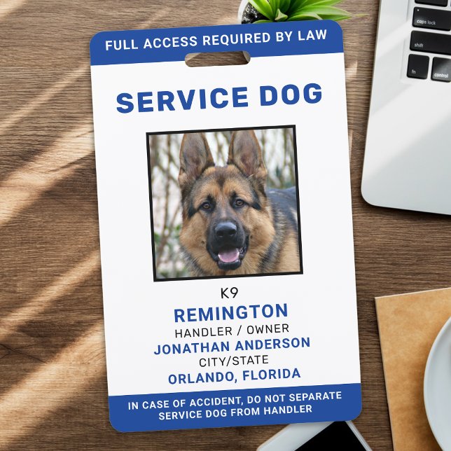 Personalisiert Blue White Service Dog Foto ID Abze Ausweis (Von Creator hochgeladen)