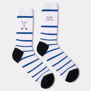 Personalisiert Blue White Strip Golf Club Socken