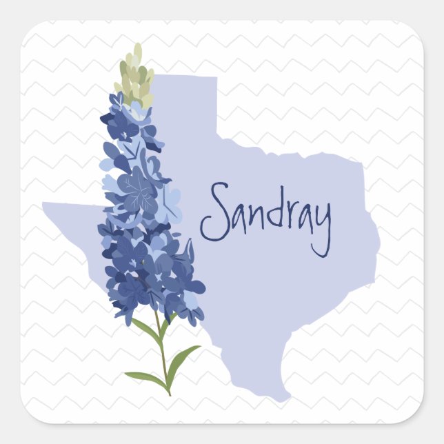 Personalisiert Bluebonnet Texas Quadratischer Aufkleber (Vorderseite)