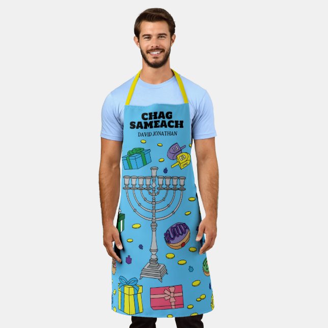 Personalisiert BlueHanukkah Schürze (Getragen)