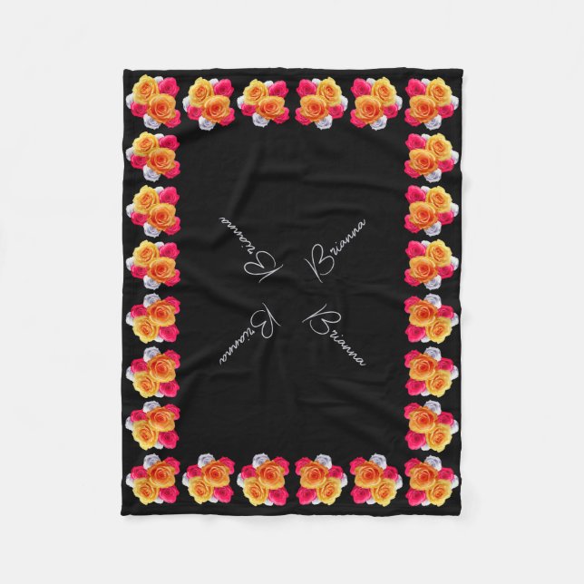 Personalisiert blühende Rose Motif Fleece Blanket (Vorderseite)