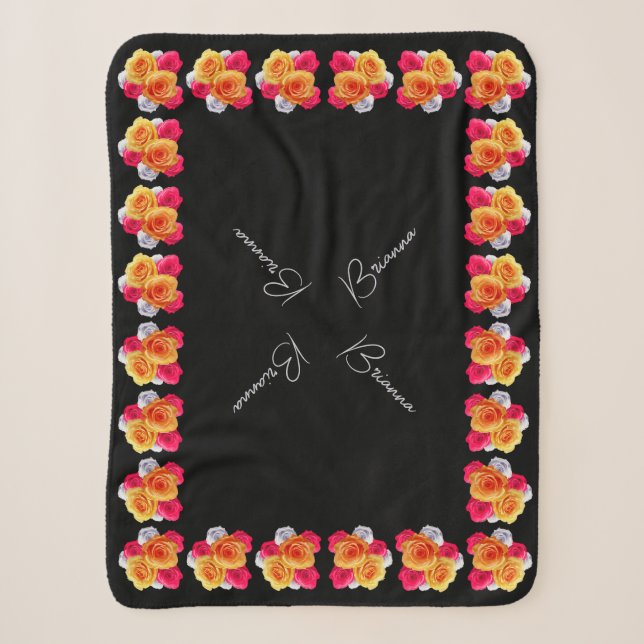 Personalisiert blühende Rose Motif Sherpa Blanket Sherpadecke (Vorderseite)