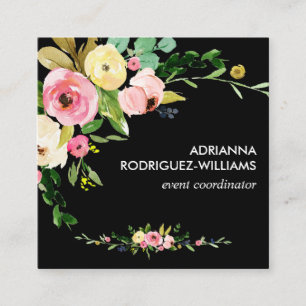Personalisiert Blush Boho Blume Name Small Quadratische Visitenkarte