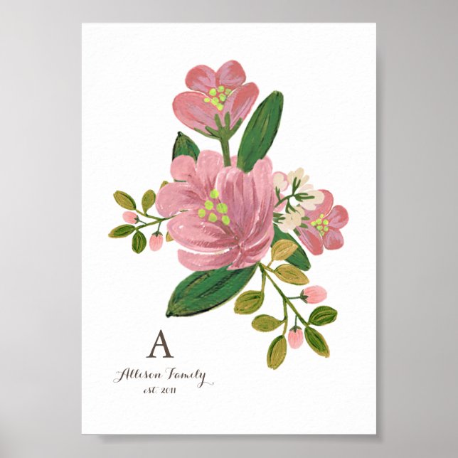 Personalisiert | Blush Bouquet Art Print 12x18 Poster (Vorne)