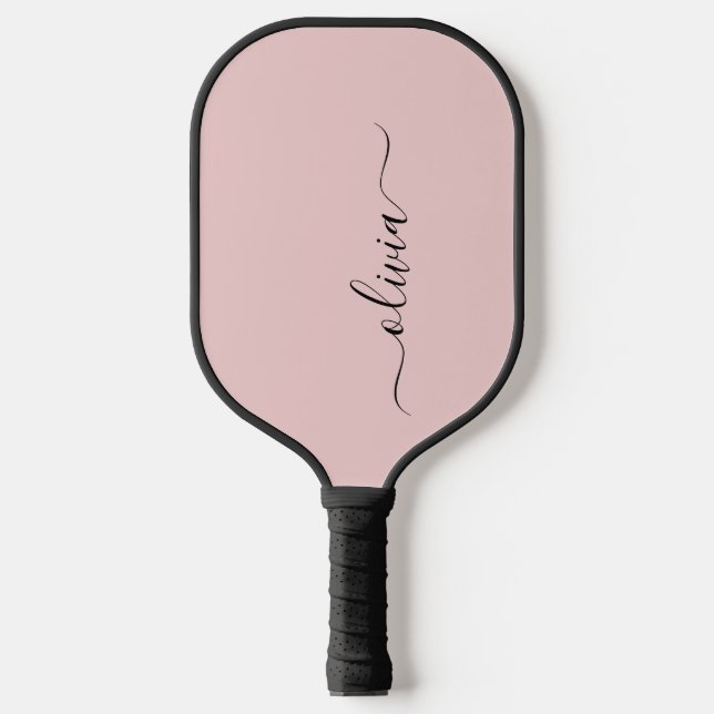 Personalisiert Blush Dusty Pink Modernes Drehbuch  Pickleball Schläger (Vorderseite)