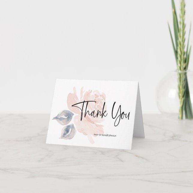 Personalisiert Blush Pink Floral Danke Karte (Vorderseite)