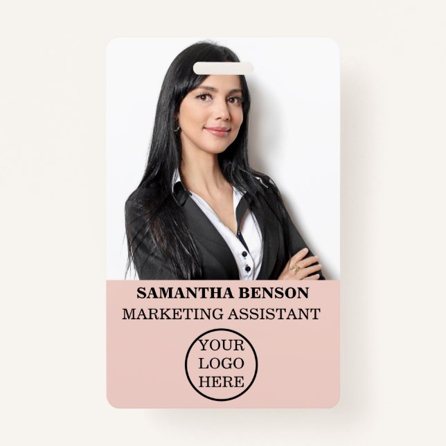 Personalisiert Blush Pink Giro Modernes Personal Ausweis (Vorderseite)