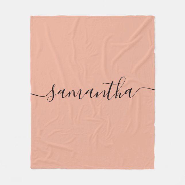 Personalisiert Blush Pink-Kalligrafie Fleecedecke (Vorderseite)