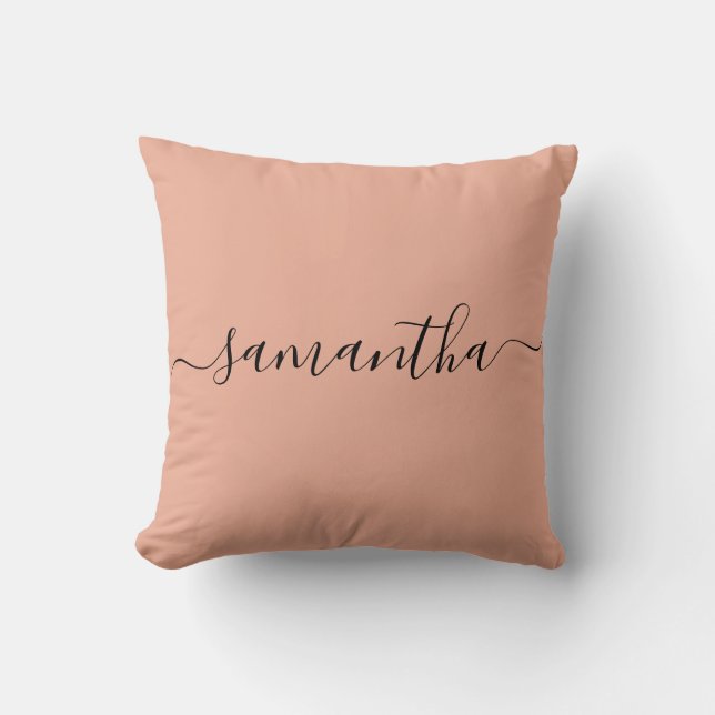 Personalisiert Blush Pink-Kalligrafie Kissen (Vorderseite)