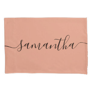 Personalisiert Blush Pink-Kalligrafie Kissenbezug