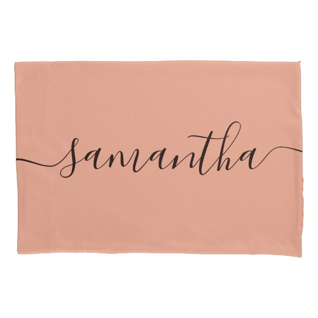 Personalisiert Blush Pink-Kalligrafie Kissenbezug (Vorderseite)