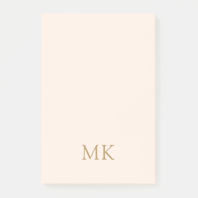 Personalisiert Blush Pink-Monogramm-Initialen Post-it Klebezettel (Vorderseite)