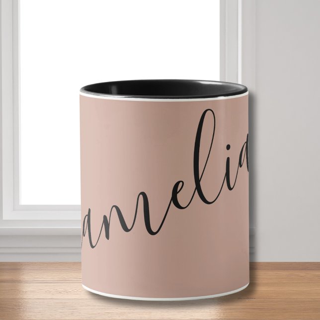Personalisiert Blush Pink Rose Gold Name chic schw Tasse (Von Creator hochgeladen)