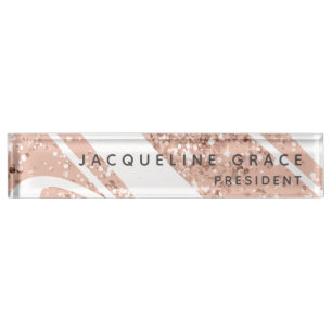 Personalisiert Blush Pink Sparkon Glitzer Namensplakette